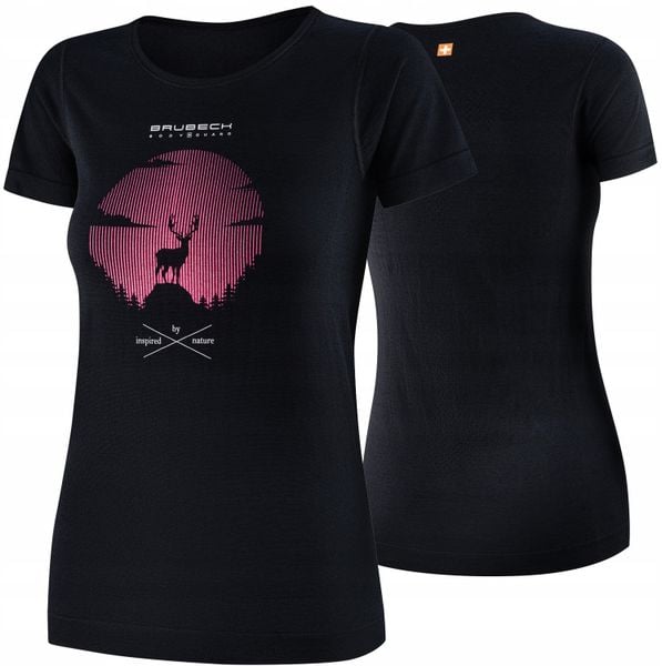 SS1272W Koszulka damska z krótkim rękawem OUTDOOR WOOL PRO czarny XL - JELEŃ 2. Czarne t-shirty damskie Brubeck, xl, bez wzorów, bez kołnierzyka. Za 309.82 zł.
