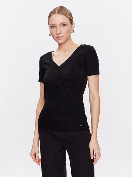 Morgan Bluzka 212-DIWI Czarny Regular Fit. Czarne bluzki damskie Morgan, s, bez wzorów, z syntetyku, bez kołnierzyka, bez ramiączek. Za 98.99 zł.