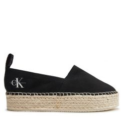 Espadryle Calvin Klein Jeans. Czarne espadryle damskie Calvin Klein Jeans, bez wzorów, z jeansu, bez obcasa, bez zapięcia. Za 199.99 zł.