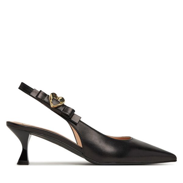Czółenka LOVE MOSCHINO. Czarne czółenka damskie Love Moschino, bez wzorów, bez obcasa, bez zapięcia. Za 759.99 zł.