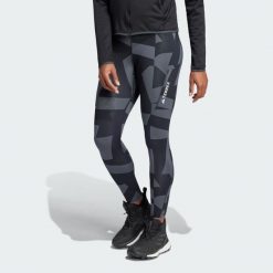 Legginsy Terrex Multi Printed. Czarne spodnie sportowe damskie Adidas, l, bez wzorów, z materiału, trekkingowe. Za 329.00 zł.