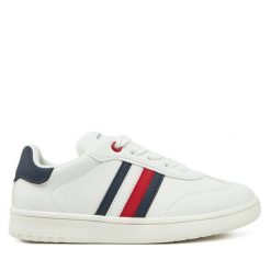 Sneakersy Tommy Hilfiger. Białe trampki i tenisówki chłopięce Tommy Hilfiger, bez wzorów, bez zapięcia. Za 199.99 zł.
