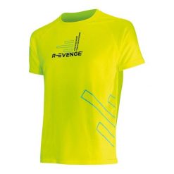 Koszulka męska z krótkim rękawem Fitness, żółty. Żółte koszulki sportowe męskie R-EVENGE, l, bez wzorów, z materiału, bez kołnierzyka, bez ramiączek, na fitness i siłownię. Za 71.89 zł.