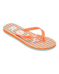 Klapki dla Kobiety TAHITI. Brązowe klapki damskie Roxy, bez wzorów, z materiału, bez obcasa. Za 89.99 zł.
