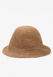 Ciemnobeżowy Kapelusz z Plecionki w Stylu Bucket Hat Suai. Brązowe czapki i kapelusze damskie Renee, na lato, bez wzorów, z bawełny, eleganckie. Za 49.99 zł.