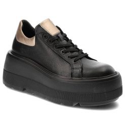 Czarne Sneakersy Armodo Modne Obuwie Damskie Na Platformie. Czarne półbuty damskie Armodo, bez wzorów, z jeansu, eleganckie, bez obcasa, na platformie, bez zapięcia. Za 299.00 zł.