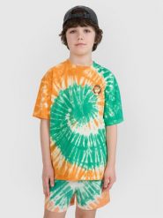 4F T-shirt oversize tie-die chłopięcy - multikolor 164 (13-14 lat). T-shirty dla chłopców 4f, bez wzorów, z bawełny, bez ramiączek. W wyprzedaży za 29.99 zł.