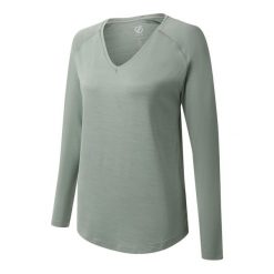 Damska bluzka z długim rękawem w serek Dare 2B Discern. Zielone bluzki damskie Dare 2b, bez wzorów, bez kołnierzyka, bez ramiączek. Za 132.50 zł.