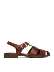 Beverly Hills Polo Club Sandały EO-WB-GEMMA-13 Brązowy. Brązowe sandały damskie Beverly Hills Polo Club, bez wzorów, ze skóry, bez obcasa, na płaskiej podeszwie, bez zapięcia. Za 349.99 zł.