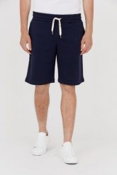 GUESS Granatowe dresowe szorty męskie. Niebieskie szorty męskie Guess, m, z aplikacjami, z bawełny. W wyprzedaży za 179.99 zł.
