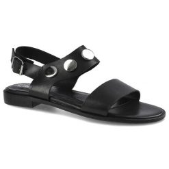 Czarne Sandały Chebello Damskie Stylowe Obuwie. Czarne klapki damskie CheBello, z aplikacjami, ze skóry, bez obcasa, na obcasie, bez zapięcia. Za 209.00 zł.