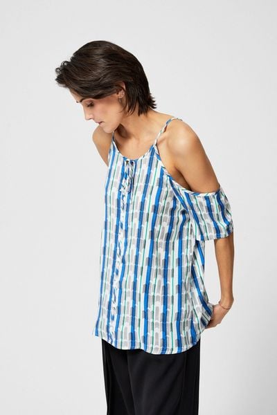 Koszulowa bluzka typu top. Bluzki damskie MOODO, xs, bez wzorów, z bawełny, bez kołnierzyka, bez ramiączek. W wyprzedaży za 16.99 zł.