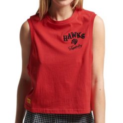 Koszulka turystyczna damska Superdry Vintage Collegiate. Czerwone koszulki sportowe damskie Superdry., xs, bez wzorów, z bawełny, bez kołnierzyka, bez ramiączek. Za 92.00 zł.