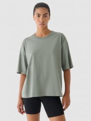 4F T-shirt oversize damski 4F x Anna Lewandowska - khaki L. Brązowe koszulki sportowe damskie 4f, l, bez wzorów, z bawełny, klasyczne, bez kołnierzyka. W wyprzedaży za 59.99 zł.