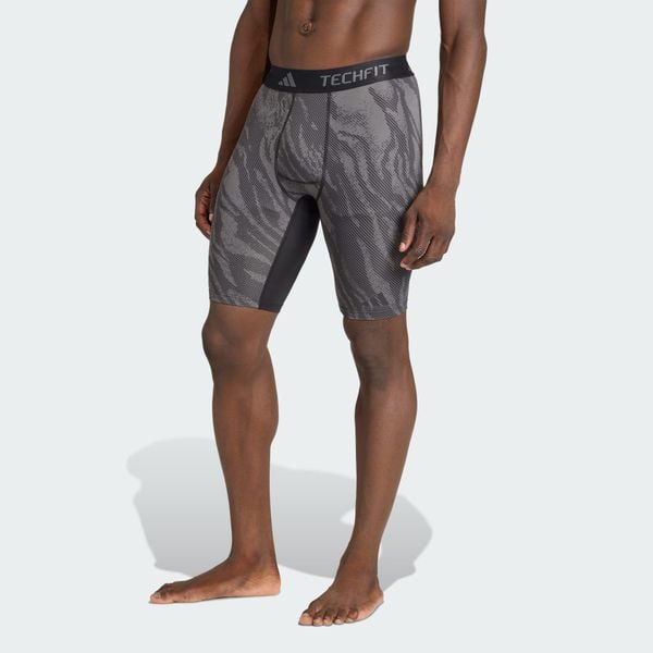 Krótkie legginsy Techfit AOP. Czarne legginsy sportowe męskie Adidas, l, bez wzorów, z dzianiny, krótkie, na fitness i siłownię, climacool (adidas). Za 179.00 zł.