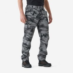 Spodnie Solognac Steppe 500 camo. Szare spodnie sportowe męskie SOLOGNAC, xl, bez wzorów, z bawełny, outdoorowe. Za 99.99 zł.
