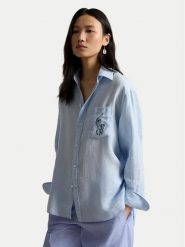Polo Ralph Lauren Koszula 211A12786002 Niebieski jasny Oversize. Niebieskie bluzki damskie Polo Ralph Lauren, xs, bez wzorów, ze lnu, bez kołnierzyka, bez ramiączek. Za 859.99 zł.