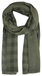 Lekki Wiosenno-Jesienny Szalik z Włóknami Konopnymi - ALTIES - Khaki, Kratka. Zielone szaliki męskie Alties, na jesień, bez wzorów, z materiału. Za 59.00 zł.