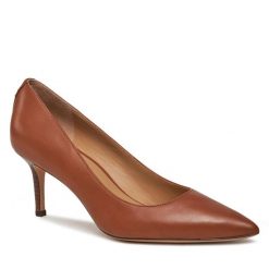 Szpilki LAUREN RALPH LAUREN. Brązowe półbuty damskie Lauren Ralph Lauren, bez wzorów, bez obcasa, bez zapięcia. Za 449.99 zł.