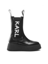 KARL LAGERFELD Sztyblety KL42460 Czarny. Czarne botki damskie KARL LAGERFELD, ze skóry, bez obcasa, na płaskiej podeszwie, bez zapięcia. Za 809.99 zł.