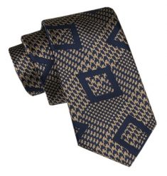 Modny Męski Krawat - Alties - Wzory Geometryczne na Ciemnobeżowym Tle. Krawaty i muchy Alties, bez wzorów, z tkaniny, eleganckie. Za 49.00 zł.