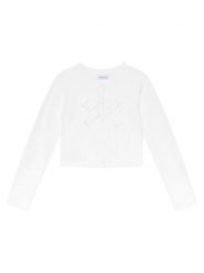 Mayoral Kardigan 321 Biały Regular Fit. Białe swetry dla dziewczynek Mayoral, bez wzorów, z bawełny, bez kołnierzyka, bez ramiączek, bez kaptura. Za 109.99 zł.