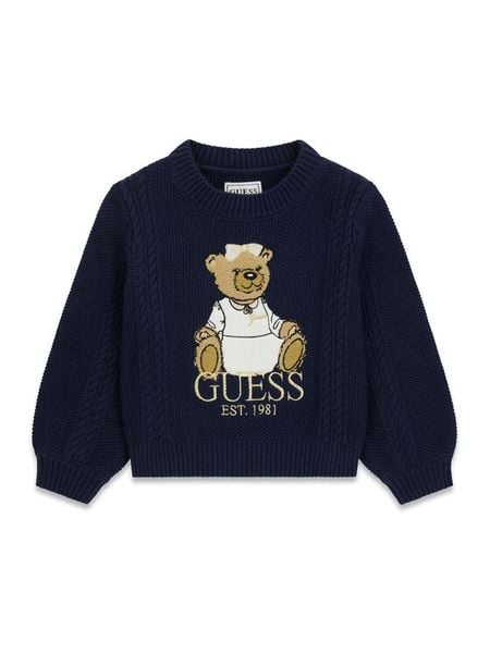 Guess Sweter K6BR07 Z1285 Granatowy Regular Fit. Niebieskie swetry dla dziewczynek Guess, z aplikacjami, bez kołnierzyka, bez ramiączek, bez kaptura. Za 214.99 zł.