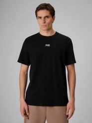 4F T-shirt regular gładki męski 4F x Robert Lewandowski - czarne L. Czarne koszulki sportowe męskie 4f, l, bez wzorów, z bawełny, bez kołnierzyka, bez ramiączek, na fitness i siłownię. Za 99.99 zł.