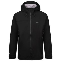 Męska Kurtka Wodoodporna Johannes DLX. Czarne kurtki sportowe męskie Trespass, m, bez wzorów, trekkingowe. Za 627.99 zł.