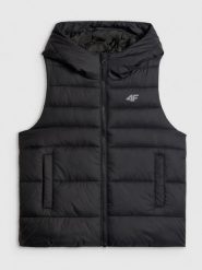 4F Bezrękawnik z wypełnieniem syntetycznym chłopięcy - czarny 158 (12-13 lat). Czarne kurtki i płaszcze dla chłopców 4f, bez wzorów, z materiału, bez kaptura. Za 139.99 zł.