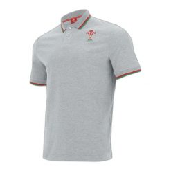 Bawełniana koszulka polo z pique Pays de galles rugby 2020/21. Szare koszulki polo męskie Macron, xl, bez wzorów, z bawełny, eleganckie, bez ramiączek. Za 195.50 zł.