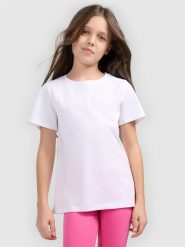 4F T-shirt gładki dziewczęcy - biały 122 (6-7 lat). Białe t-shirty i topy dla dziewczynek 4f, bez wzorów, z bawełny, bez ramiączek. Za 29.99 zł.