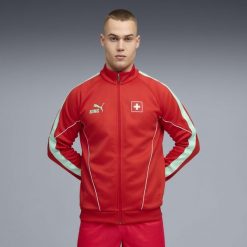 Męska kurtka Szwajcarii KING Anthem PUMA. Czerwone kurtki sportowe męskie Puma, m, bez wzorów, do biegania. Za 389.00 zł.