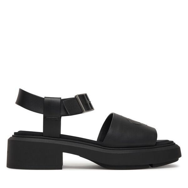 Sandały Calvin Klein. Czarne sandały damskie Calvin Klein, bez wzorów, bez obcasa, na płaskiej podeszwie, bez zapięcia. Za 317.99 zł.