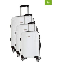 Zestaw walizek w kolorze białym - 3 szt. Walizki męskie Platinium, z materiału. W wyprzedaży za 599.95 zł.