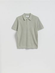 Sweter polo z bawełną - jasnozielony. Zielone swetry przez głowę męskie Reserved, l, bez wzorów, z bawełny, bez kołnierzyka. Za 119.99 zł.