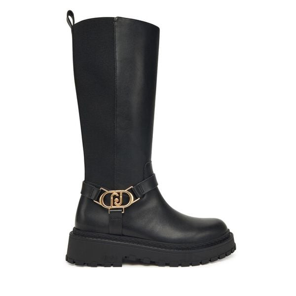 Kozaki Liu Jo. Czarne kozaki damskie Liu Jo, bez obcasa, na płaskiej podeszwie. Za 629.99 zł.