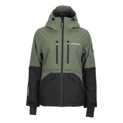 Damska kurtka wodoodporna Peak Mountain Acesna. Zielone kurtki damskie Peak Mountain, na zimę, bez wzorów, bez kaptura. W wyprzedaży za 634.00 zł.