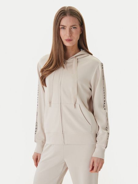Guess Bluza W6GQ03 K2656 Beżowy Regular Fit. Brązowe bluzy damskie Guess, xl, z aplikacjami, z syntetyku, bez kaptura. Za 365.99 zł.