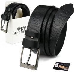 Beltimore Pasek Do Spodni Czarny Jeans Skórzany Pas Skóra 525 : Kolory - Czarny, Rozmiar Pasków - R.95-110 Cm. Czarne paski damskie z aplikacjami, z jeansu, eleganckie. Za 47.99 zł.