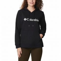 Bluza sportowa z kapturem damska Columbia Logo. Czarne bluzy sportowe damskie Columbia, s, bez wzorów, z kapturem, trekkingowe. Za 212.75 zł.