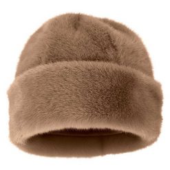 Damska czapka puchowa, supermiękka, w kolorze taupe, jeden rozmiar. Brązowe czapki i kapelusze damskie Sarlini, na zimę, bez wzorów, z materiału, biznesowe. Za 128.95 zł.