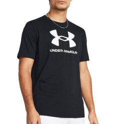 Koszulka sportowa męska Under Armour 1382911001. Czarne koszulki sportowe męskie Under Armour, m, bez wzorów, z bawełny, bez kołnierzyka, bez ramiączek, na fitness i siłownię. Za 183.00 zł.