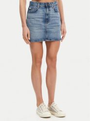 Guess Jeans Spódnica jeansowa W5GD0Q D5M4A Niebieski Regular Fit. Niebieskie spódnice damskie Guess Jeans, m, z aplikacjami, z bawełny. Za 169.99 zł.