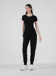 4F Spodnie dresowe joggery damskie S. Czarne spodnie dresowe damskie 4f, s, bez wzorów, z bawełny, na fitness i siłownię. W wyprzedaży za 59.99 zł.