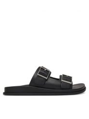 Calvin Klein Klapki City Sandal Buckle Lth HW0HW02885 Czarny. Czarne klapki damskie Calvin Klein, bez wzorów, ze skóry, bez obcasa. Za 529.99 zł.