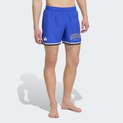 SZORTY DO PŁYWANIA Z LOGO ADIDAS. Białe krótkie spodenki sportowe męskie Adidas, l, bez wzorów, z materiału, do koszykówki. Za 179.00 zł.