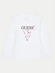 Guess Bluzka K84I18 K8HM0 Biały Regular Fit. Białe bluzki dla dziewczynek Guess, z aplikacjami, z bawełny, bez ramiączek. Za 89.99 zł.