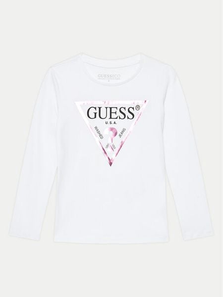 Guess Bluzka K84I18 K8HM0 Biały Regular Fit. Białe bluzki dla dziewczynek Guess, z aplikacjami, z bawełny, bez ramiączek. Za 69.99 zł.