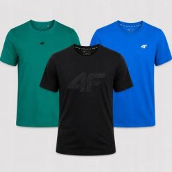 KOMPLET KOSZULEK MĘSKICH 4F T-SHIRT ZESTAW 3PAK. T-shirty męskie 4f, m, bez wzorów, z bawełny, sportowe, bez kołnierzyka. Za 181.98 zł.